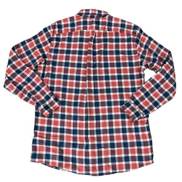 Men's L.L. Bean Large Tall Button Front Shirt Plaid Red Blue Long Sleeve Casual - Picture 4 of 11